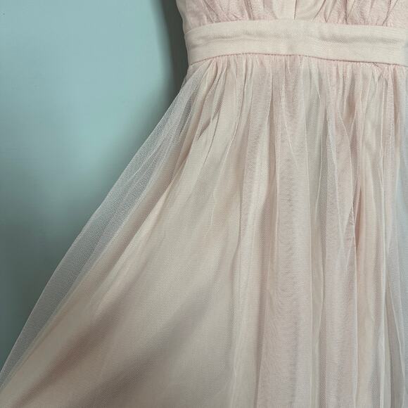 Lulus Blush Pink Tulle V-Neck Skater Dress NEW - Picture 5 of 7